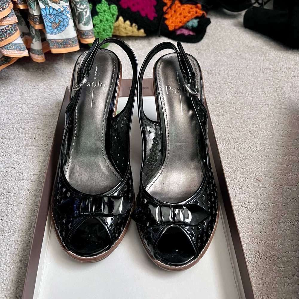 Paolo “Boca” Black Patent Wedges